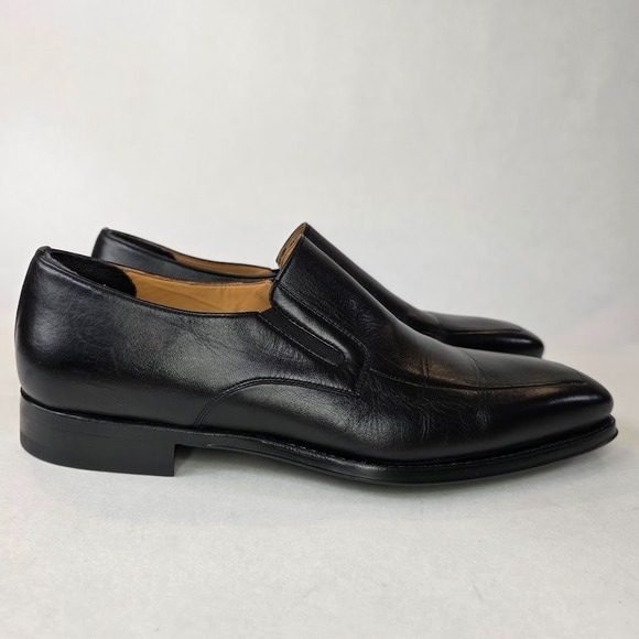 Magnanni Fabricio Slip On Apron‎ Toe Loafers Black Nappa Leather Men's Size 9D - Picture 3 of 11